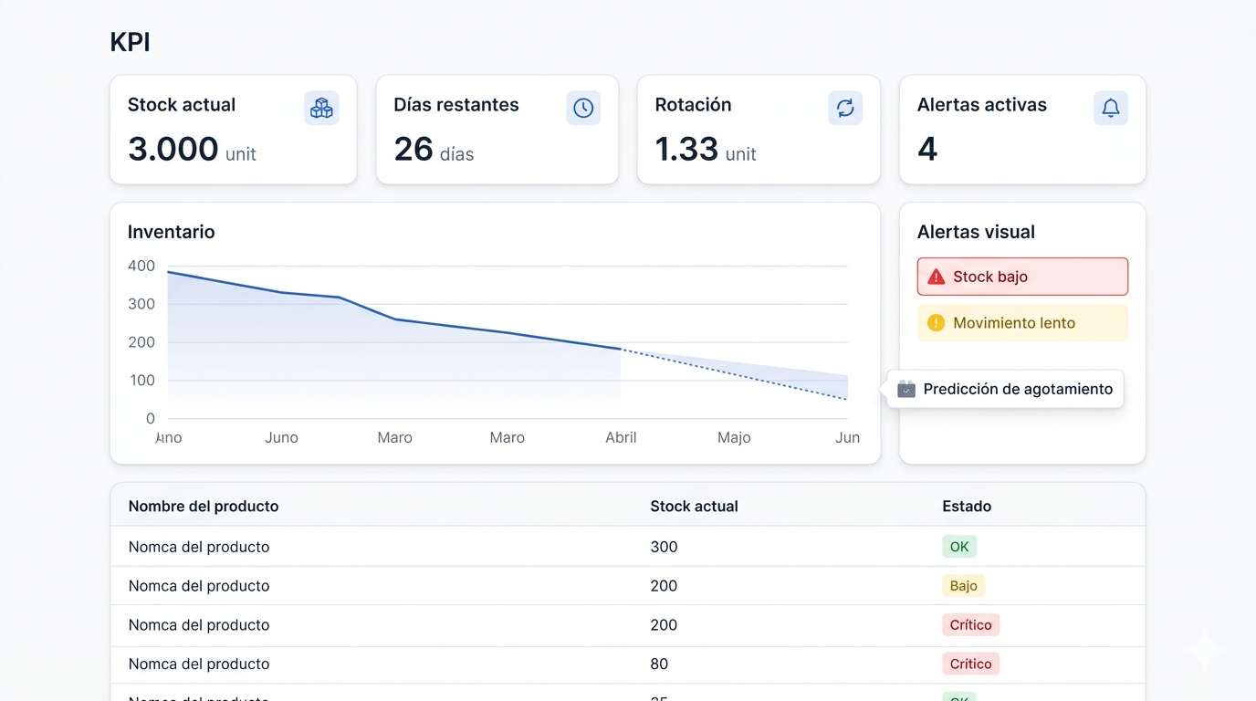 Dashboard de tendencia de inventarios Cemani